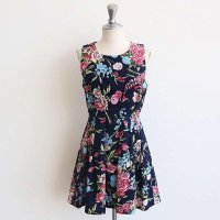 [Naning9]Key season ops/2015春夏新款韩国时尚背心印花连衣裙/均码