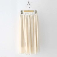 [Cherrykoko]irene, skirt/2015夏季新款韩国时尚中长款象牙色皱纹长裙/均码