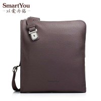SmartYou男士真皮男包链扣防盗单肩包 头层牛皮斜跨男牛皮包 新款
