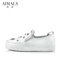 爱丽2014秋冬新款真皮女鞋 朋克风平跟单鞋 松糕平底休闲女单鞋A14-2023