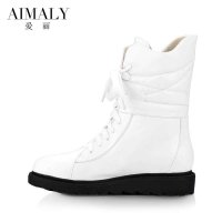 爱丽2014秋冬新款真皮靴子 英伦马丁靴 厚底摇摆靴 百搭平底短靴A14-6018