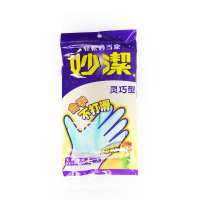 妙洁灵巧型家务手套 天然橡胶喷绒里手套 0152M大号