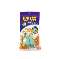 妙洁灵巧型家务手套 天然橡胶喷绒里手套 0176M小号