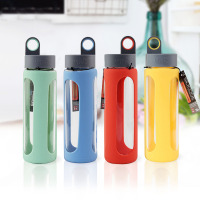 乐扣乐扣耐热玻璃杯510ml 时尚便携情侣随手杯 防烫硅胶套水杯杯子LLG933