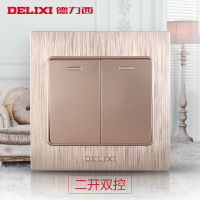 DELIXI德力西86型开关插座760拉丝金开关插座二三插五孔usb斜五孔一开单控墙壁电源插座带开关插座套餐
