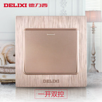 DELIXI德力西86型开关插座760拉丝金开关插座二三插五孔usb斜五孔一开单控墙壁电源插座带开关插座套餐