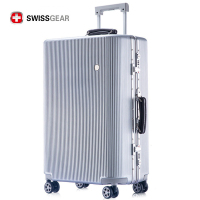 SWISSGEAR瑞士军刀十字系列PC+ABS万向轮拉杆箱复古登机箱男女通用万向轮铝框箱