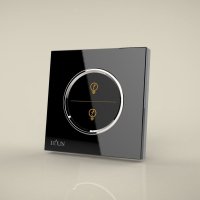 ZigBee典雅系列触控开关钢琴黑(零火)-2开