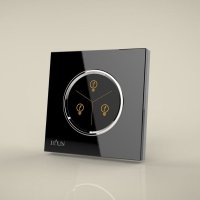 ZigBee典雅系列触控开关钢琴黑(零火)-3开