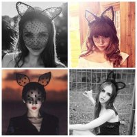 粉红猫 蕾丝兔耳朵发箍发带发圈发卡面纱面具面罩夜店情趣内衣头饰品帽子兔女郎