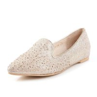 维杜拉 2014新款韩版亮片平底单鞋低跟套脚尖头浅口进口闪光皮女鞋 W7401801