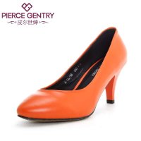 皮尔世绅春季新款女鞋通勤糖果色牛皮简约真皮工作尖头浅口单鞋酒杯高跟女鞋A132150