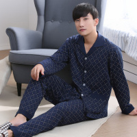 甜妹子纯棉休闲男士睡衣套装休闲开衫家居服睡衣男可外穿睡衣套装