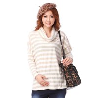 好孕世界孕妇上衣金色条子垂领T