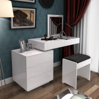 KAY时代 新款现代简约烤漆梳妆台组合 小户型卧室可伸缩白色化妆台