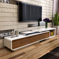 KAY时代 客厅家具现代简约伸缩钢化玻璃电视柜 亮白烤漆款