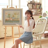 韩琦丝森女系小清新蕾丝镂空小领七分袖衬衫纯棉白女衬衫包邮