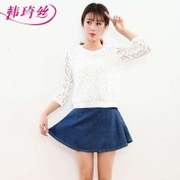 韩琦丝2015新款韩版水洗纯棉牛仔侧拉链牛仔半裙短裙包邮