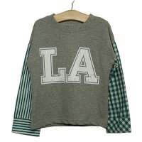 儿童上衣 2015秋装新款 字母LA印花条纹横条袖 潮流柔软舒适童T恤