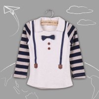 2015新妈心宝秋季新款爆款领结长袖男童T恤休闲舒适百搭款