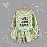 新妈心宝女童字母印花套装宽松舒适休闲款 长袖短裙 两色可选