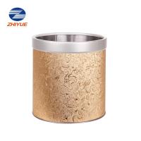 志岳zhiyue无盖不锈钢包皮革垃圾桶 厨房家用 加厚卫生间厨房客厅