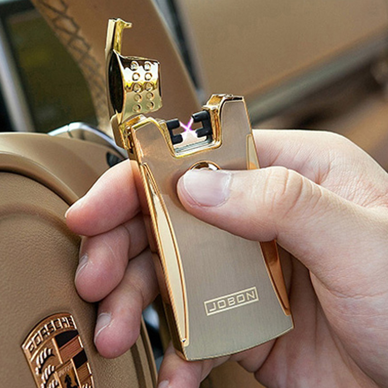 jobon中邦双电弧USB充电打火机 金属 防风电子感应点烟器 送男友礼品