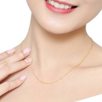 六福珠宝黄金项链女百搭款满天星足金项链金素链计价B01TBGN0009