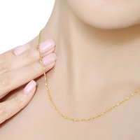 六福珠宝黄金项链女百搭款满天星足金项链金素链计价B01TBGN0009