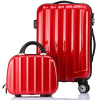 Amlenker红色子母箱 拉杆箱万向轮 旅行箱行李箱女潮皮箱密码箱子拉箱24/26