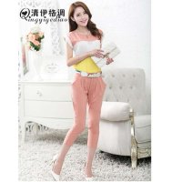清伊格调 2014夏季新款女装韩版短袖雪纺衫七分裤休闲套装(送腰带) QY0831