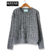 清伊格调 2015秋冬装款英伦学院风复古百搭简约麻花套头针织毛衣 QY0205