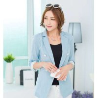 清伊格调 2014秋装新款韩版OL通勤七分袖透气棉麻女士小西装 QY1029