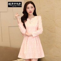 清伊格调 2014秋季新款韩版女士压花优雅气质修身伴娘礼服连衣裙QY1055