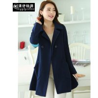 清伊格调 2014秋冬新款韩版女士 中长款翻领呢子大衣斗篷毛呢外套 QY1219