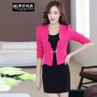 清伊格调 2014秋季新款韩版修身包臀显瘦背心连衣裙+长袖外套 两件套装 QY1407