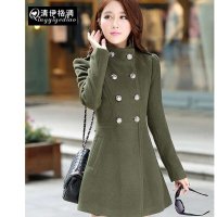 清伊格调 2014秋冬装韩版呢大衣 中长款修身毛呢外套 QY1419