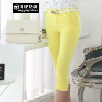 清伊格调 2015春夏新款韩版女装 修身显瘦七分裤打底休闲裤 QY1588