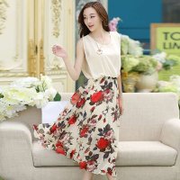 清伊格调 2015夏装新款韩版女装波西米亚碎花雪纺长裙沙滩印花连衣裙 QY1706