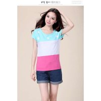 清伊格调2015夏装新款简约百搭棉质短袖印花T恤QY1597
