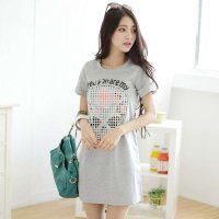 韩缘阁 2015年夏季韩版新款立体格子骷髅头字母印花A版连衣裙 QY1674