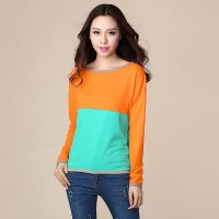 韩缘阁 2015秋装新款韩版 女士 简约百搭棉质长袖 大码 T恤 QY2129