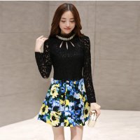 韩缘阁 2015年秋季新款韩版时尚修身显瘦蕾丝连衣裙 QY2042