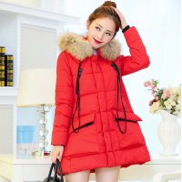 韩缘阁 2015冬季新款韩版女装 时尚修身A版连帽毛领中长款棉服 棉衣 QY2400