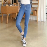 萨麦斯 2015秋冬新款女装 韩版高腰弹力显瘦紧身休闲铅笔牛仔裤QY1846
