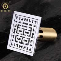 老铜匠地漏GD10196A长芯 全铜地漏 防臭地漏芯 镀铬超大地漏12*12cm