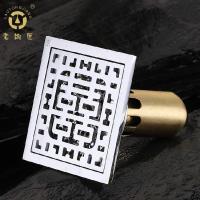 老铜匠地漏GD10196A长水封芯 全铜地漏 防臭地漏芯 镀铬超大地漏12*12cm