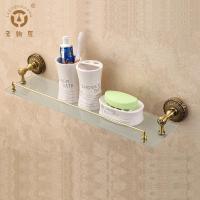 老铜匠欧式全铜玻璃单层化妆台 简约梳妆台 卫生间置物架 GK10201