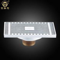老铜匠地漏GD10171镀铬亮色 全铜淋浴房防臭 长排长条加长地漏长方形地漏 T型短芯