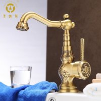 老铜匠全铜欧式冷热水 洗脸盆 面盆龙头 台下盆水龙头 厨房龙头 普通青古款LA10120